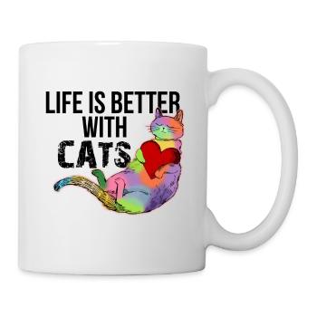 La vie est meilleure avec des chats colorés chatons d’enfants - Mug blanc - blanc - Droite