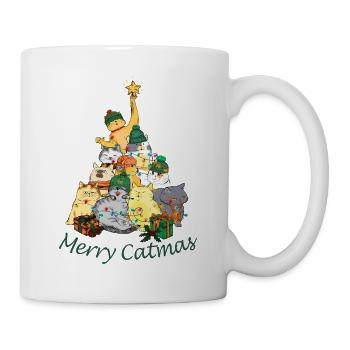 Katzen bilden eine Weihnachtsbaum Pyramidekinderki - Tasse - Weiß - Rechts