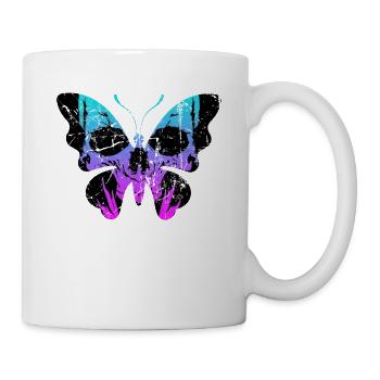 Gothic Schmetterling Totenkopf Knochen Skelett - Tasse - Weiß - Rechts