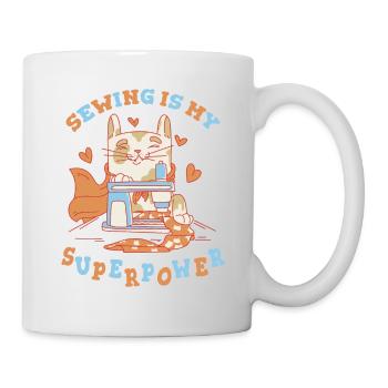 Sewing Cat Sewing Machine Sewing Is My Superpower - Mug - white - Right