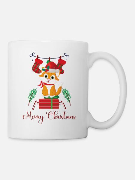Weihnachten mit Katze - Tasse - Weiß