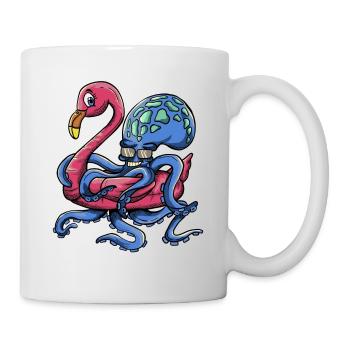 Poulpe portant un cerceau de flamant rose - Pool Party - Mug blanc - blanc - Droite