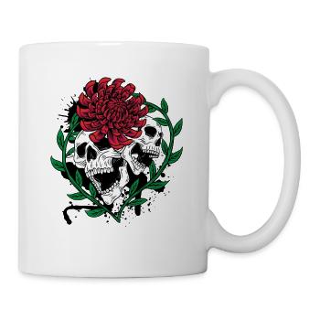 Skull Head and Scarf Gothic Bones Aesthetic Dark - Mug - white - Right