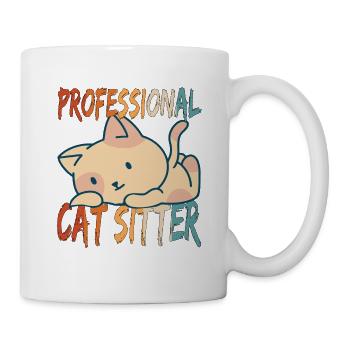 Professional cat Sitter with Cute Cat - Mug blanc - blanc - Droite