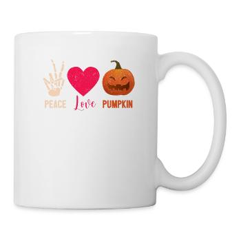 Halloween Hippie Skelett Herz Kürbisse Frieden - Tasse - Weiß - Rechts