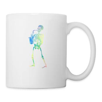 Skelett spielt Saxophon Jazz Halloween Musik - Tasse - Weiß - Rechts