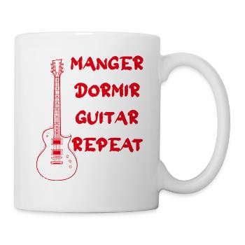 répéter manger dormir guitare tous les jours - Mug blanc - blanc - Droite