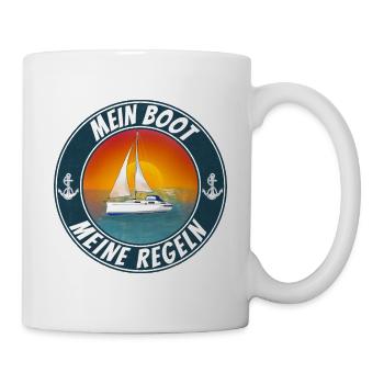 Mein Boot meine Regeln Segelboot - Tasse - Weiß - Rechts