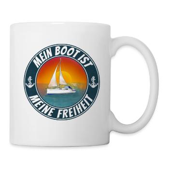 Mein Boot ist meine Freiheit Segelboot - Tasse - Weiß - Rechts