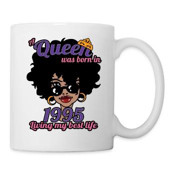 Eine Königin wurde 1995 geboren - 27 Jahre alter Geburtstag - Tasse - Weiß - Rechts