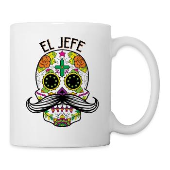 Sugar Skull El Jefe The Boss Dia De Los Muertos Ci - Mug - white - Right