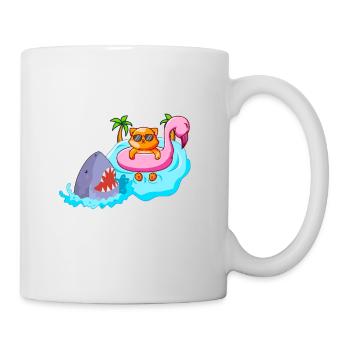 Es ist in Ordnung, mir geht es gut, alles ist in Ordnung Katze Flamingo - Tasse - Weiß - Rechts