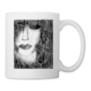 Woman with closed eyes ( black and white ) - Mug blanc - blanc - Droite