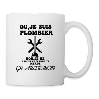 oui je suis plombier - Mug blanc - blanc - Droite