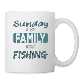 Sunday is for family and Fishing Spruch - Tasse - Weiß - Rechts