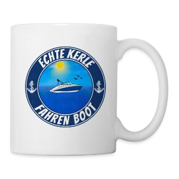 Echte Kerle Fahren Boot - Tasse - Weiß - Rechts