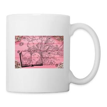 Blumen aus Büchern, die Bücher lesen, Blumen und Bücher - Tasse - Weiß - Rechts