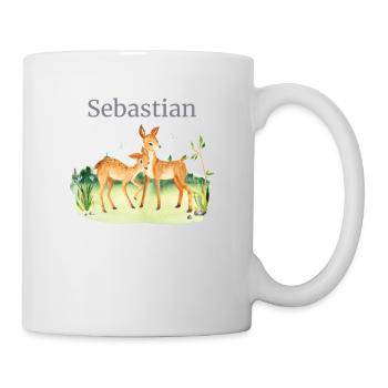 Forest Animal Deer Flowers Name Sebastian - Mug - white - Right