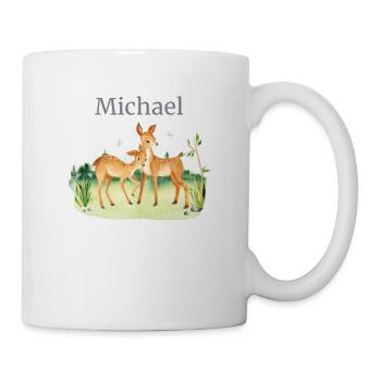 Forest Animal Deer Flowers Name Michael - Mug - white - Right