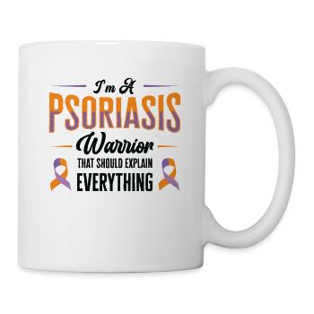 Psoriasis Guerrier Lavande Orange Ruban Sensibilisation - Mug blanc - blanc - Droite