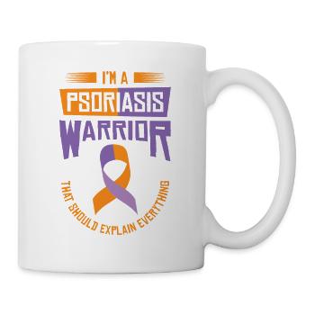 Psoriasis Warrior Lavender Orange Ribbon Awareness - Mug - white - Right