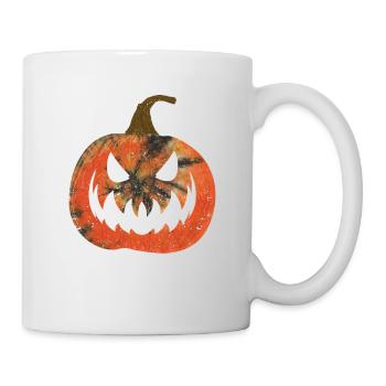 Orange Krawatte Farbstoff Kürbis Gesicht Jack O - Tasse - Weiß - Rechts