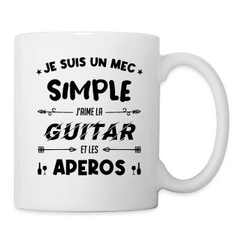 je suis un mec simple Guitariste Cadeau - Mug blanc - blanc - Droite