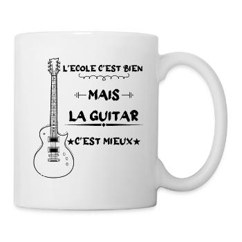 l'école c'est bien mais la guitar c'est mieux - Mug blanc - blanc - Droite