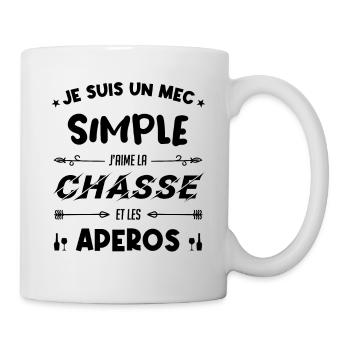 Je Suis Un Mec Simple - Chasse Et Apéros. - Mug blanc - blanc - Droite