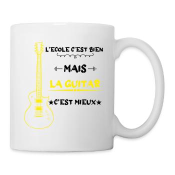 l'école c'est bien mais la guitar c'est mieux - Mug blanc - blanc - Droite