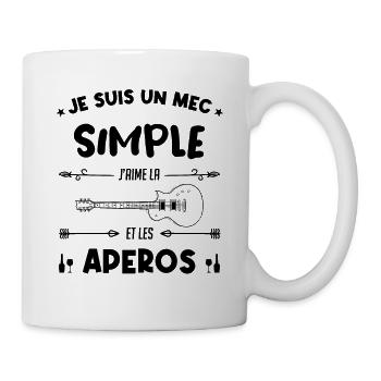 je suis un mec simple Guitariste Cadeau - Mug blanc - blanc - Droite