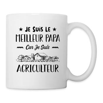 je suis le meilleur papa car je suis agriculteur. - Mug blanc - blanc - Droite