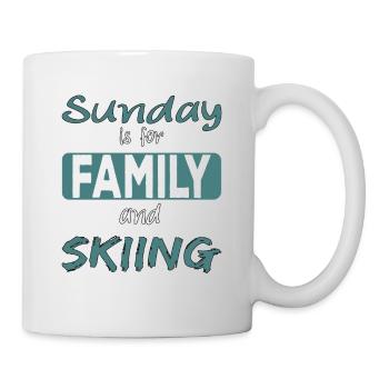 Sunday is for family and Skiing Spruch - Tasse - Weiß - Rechts