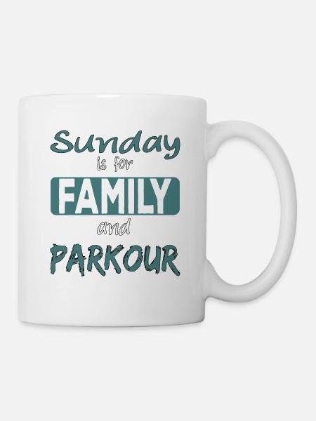 Le dimanche est pour la famille et le parkour dit - Mug blanc - blanc