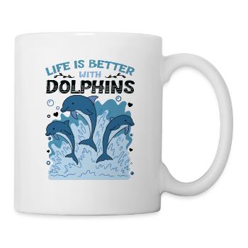 La vie est meilleure avec les dauphins - Mug blanc - blanc - Droite