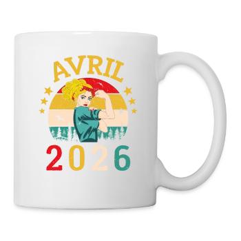 Avril 2026 Anniversaire Vintage Happy Birthday - Mug blanc - blanc - Droite