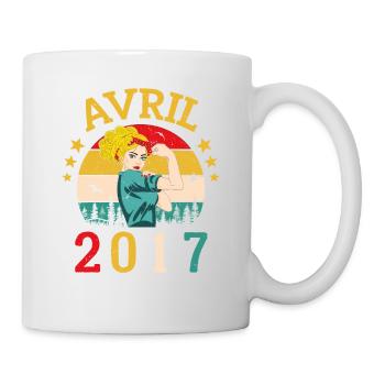 Avril 2017 Anniversaire Vintage Happy Birthday - Mug blanc - blanc - Droite