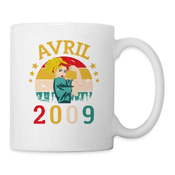 Avril 2009 Anniversaire Vintage Happy Birthday - Mug blanc - blanc - Droite