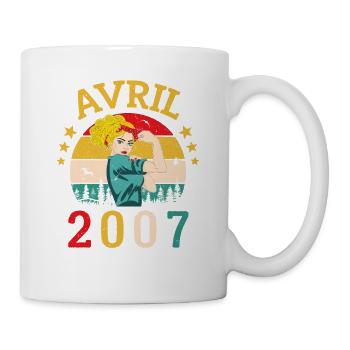 Avril 2007 Anniversaire Vintage Happy Birthday - Mug blanc - blanc - Droite