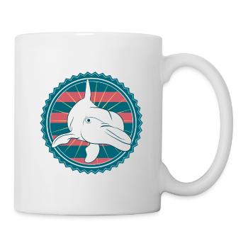 Retro Cute Dolphin Marine Biologist T-Shirt - Mug - white - Right