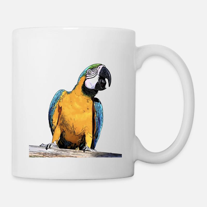 Blauer Ara - Tasse - Weiß