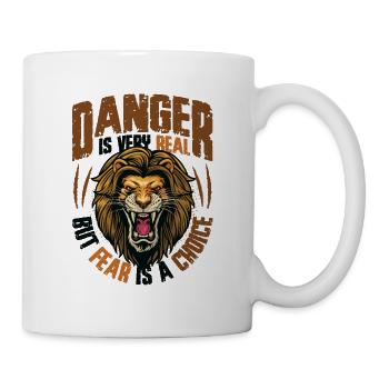 Fear is a Choice Motivation Lion's Head - Mug - white - Right