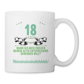Ich bin 18 Jahre alt 18 Geburtstag - Tasse - Weiß - Rechts