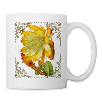 Kaktusblüte, vintage-botanische Illustration - Tasse - Weiß - Rechts