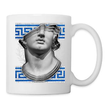 Griechenland, antike Skulptur, Mäandermuster - Tasse - Weiß - Rechts