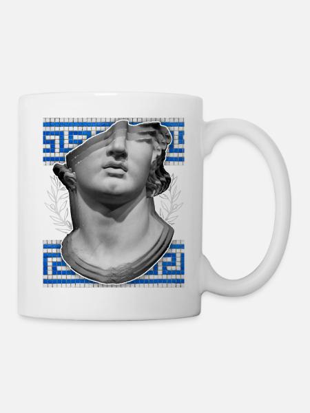Griechenland, antike Skulptur, Mäandermuster - Tasse - Weiß