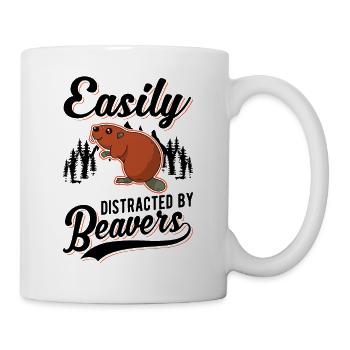 Easily distracted by Beavers Beaver - Mug - white - Right