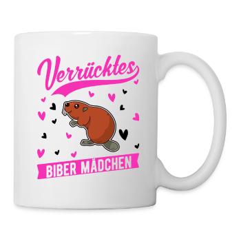 Verrücktes Biber Mädchen - Tasse - Weiß - Rechts