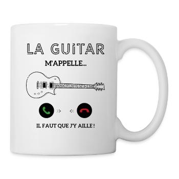 la guitare appelle il faut que j'y aille - Mug blanc - blanc - Droite