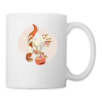 Skeleton Riding Dinosaur T Rex Halloween Rider - Mug - white - Right